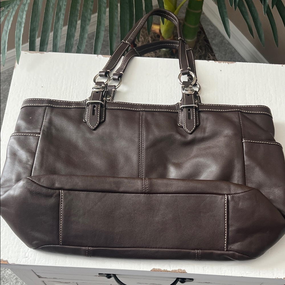 Coach Dark Brown Leather Shoulder Bag - Picture 5 of 13